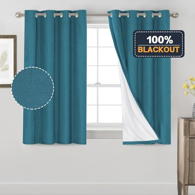 PrinceDeco 100% Blackout Curtains for Bedroom 2 Panels Set Thermal Insulated Full Light Blocking Drapes Window Curtain Panels Grommet Black Out Cute Curtains for Nursery,52" W x 54" L, Blue Sapphire