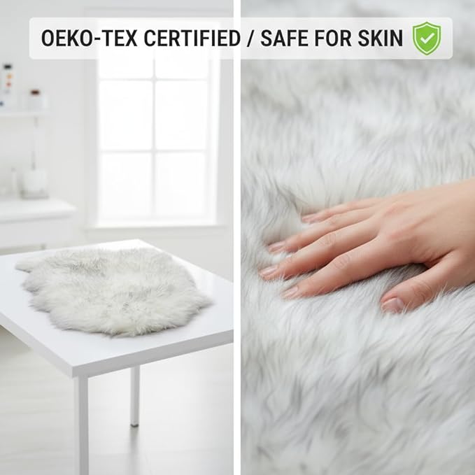 Super Area Rugs Gray & White Mix Sheepskin Rug Genuine Single 2x3ft Pelt Fluffy Fur Seat Cushion and Chair Cover