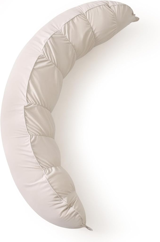 Peallow(Pat. Pend) – Long Round Body Pillow for Adults, Bolster Pillow for Sleeping, Soft and Supportive Pillow for Sleeping & Lumbar Support (Misty White,59")