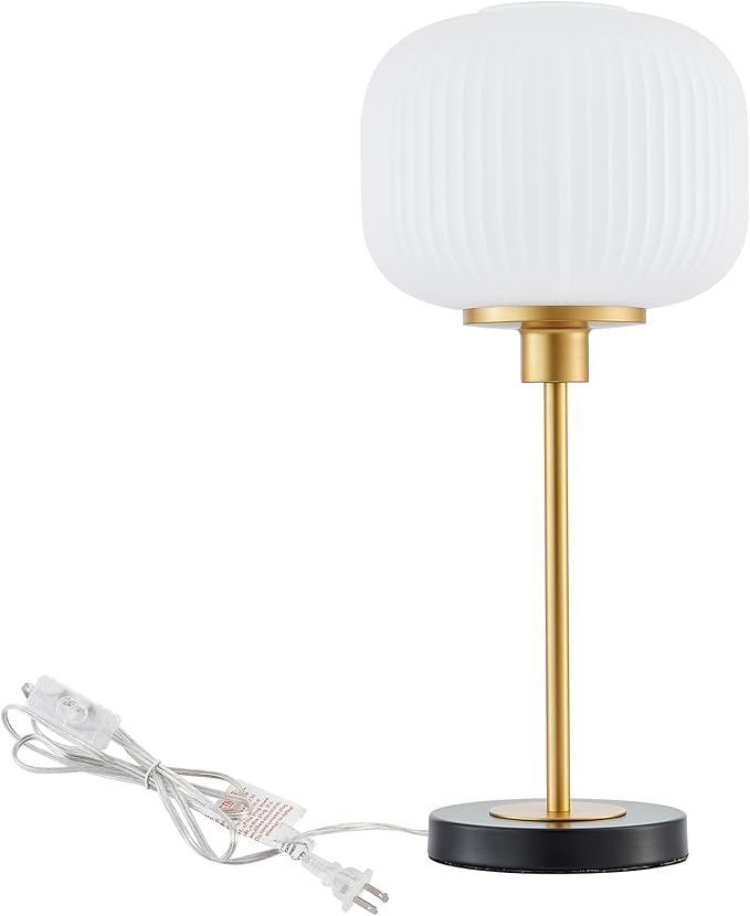 Industrial Table Lamps with Unique Glass Shade, Vintage Bedside Lamps for Bedroom, Modern Nightstand Desk Lamp for Living Room, 1 Pack