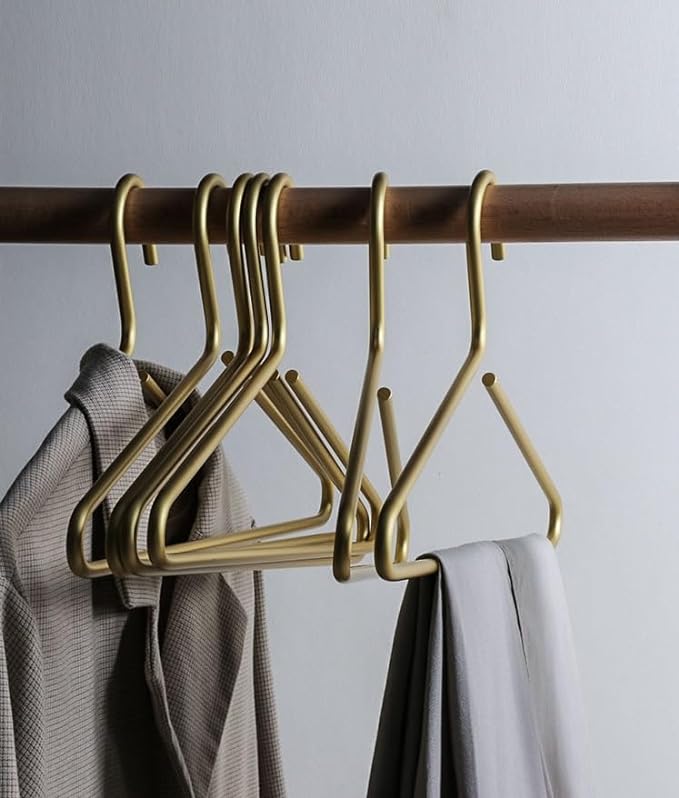 Premium Matte Gold Aluminum Coat Hangers 100 Piece Set, 16.5” Extra Smooth & Durable Metal Shirt Dress Hanger,Aluminum Alloy Hanger,Clothing Support,Clothing Hang