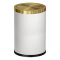 2.4 Gallon Bathroom Trash Can with Lid, Pu Leather Modern Garbage Can, Round Decorative Waste Basket, for Near Desk, Powder, Bedroom, Hotel, Office, Home (9L-Checked White)