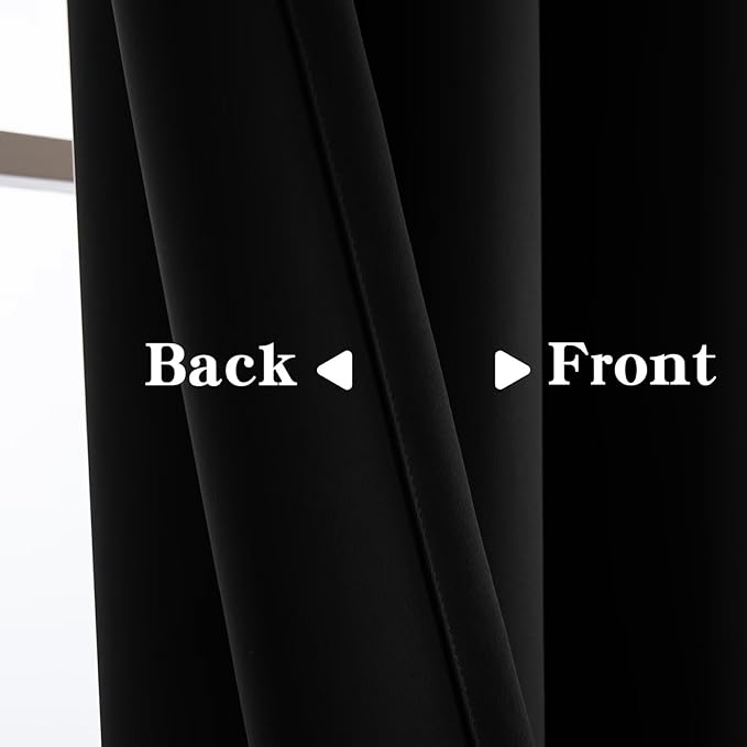 Blackout Curtains for Bedroom 1 Panel, Custom Curtains Thermal Insulated Black, Rod Pocket Room Darkening Drapes for Living Room Windows Luxury Decor(Custom Size,Black)