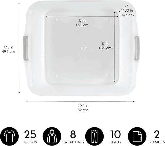 IRIS USA 33 Qt Plastic Under Bed Storage Organizer Bin Container with Secure Lids and Durable Black Buckles, 3-Pack, Multi-Purpose for Clothes Shoes Clothing Bedding, Short, Clear