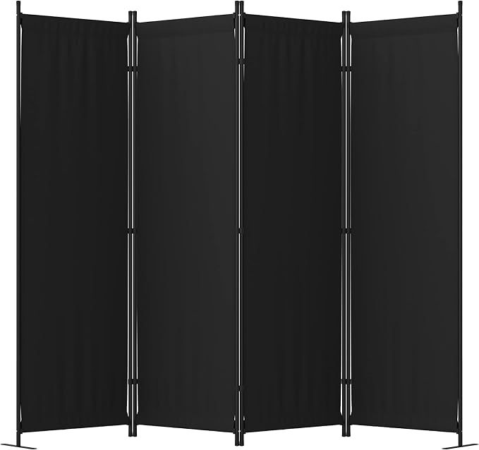 Room Divider, 4 Panel Folding Privacy Screen, 88” Portable Separating with 3 Metal Feet, Partition Room Dividers, Lightweight Freestanding Wall Divider Screen for Office Bedroom Hospital(Black)