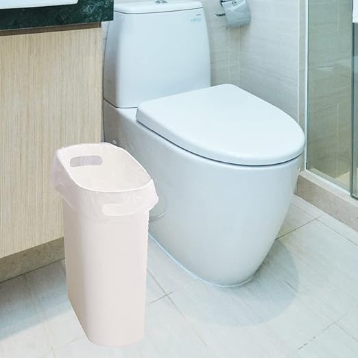 ROYFACC Small Trash Can Plastic Bathroom Wastebasket 3.2 Gallon Slim Garbage Container Bin with Handle for Home Kitchen Bathroom Bedroom Office, 2 Pack (White)