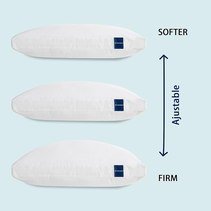 ACCURATEX Pillows Standard Size Set of 2, Hybrid Shredded Memory Foam Pillow[Adjustable Loft], Fluffy Down Alternative Fill Removable Cotton Cover, Firm Supportive Pillow for Side Back Sleepers