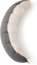 Peallow(Pat. Pend) – Long Round Body Pillow for Adults, Bolster Pillow for Sleeping, Soft and Supportive Pillow for Sleeping & Lumbar Support (Gray-White, 39")