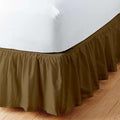 Taupe Solid Ruffled Bed Skirt King -24 Inch Drop Split Corner, Microfiber Bedskirt with Platform Three Sided Coverage