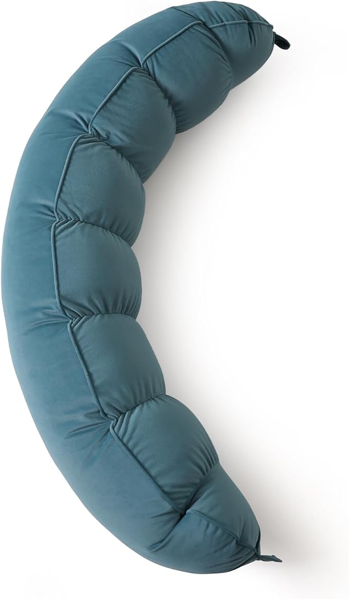 Peallow(Pat. Pend) – Long Round Body Pillow for Adults, Bolster Pillow for Sleeping, Soft and Supportive Pillow for Sleeping & Lumbar Support (Slate Blue,59")