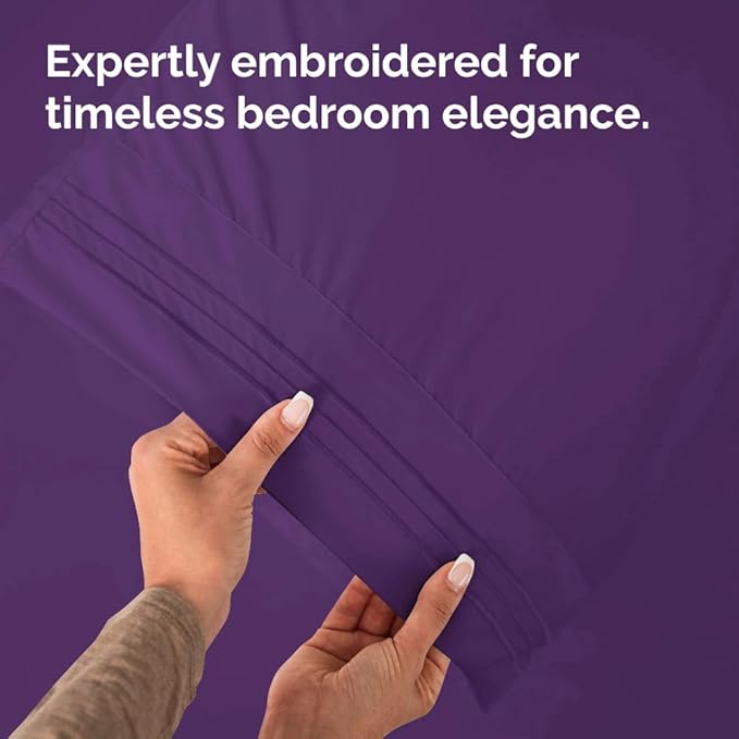 King Pillow Cases Set of 2 - Ultra Soft Hotel Quality Pillowcase Covers - Comfy, Cozy & Wrinkle Free - Shrinkage, Stain and Fade Resistant - Machine Washable Pillow Protectors - 2 Piece Set - Purple