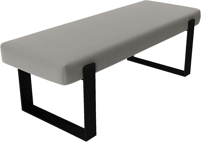 VANT Upholstered Bed Bench - Zigrino Mineral - Matte Black - Contemporary Modern, Bedroom Bench Seat, Hallway, or Entryway