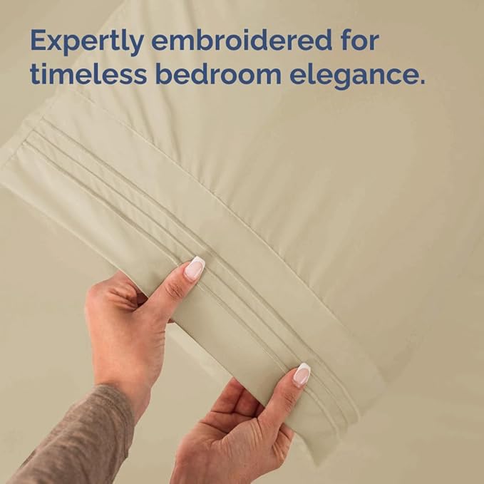 King Pillow Cases Set of 6 - Ultra Soft Hotel Quality Pillowcase Covers - Comfy & Wrinkle Free - Shrink, Stain and Fade Resistant - Easy-Care, Machine Washable Pillow Protectors - 6 Piece Set - Cream