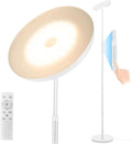White Floor Lamp, 40W Super Bright Floor Lamps for Living Room Bedroom with Remote & Timer, Torchiere LED Floor Lamp 2700K-6500K Stepless Dimmable, Tall Standing Light Works with Smart Plug