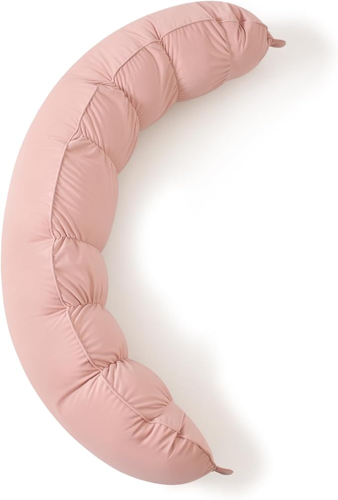 Peallow(Pat. Pend) – Long Round Body Pillow for Adults, Bolster Pillow for Sleeping, Soft and Supportive Pillow for Sleeping & Lumbar Support (Soft Pastel Pink, 59")