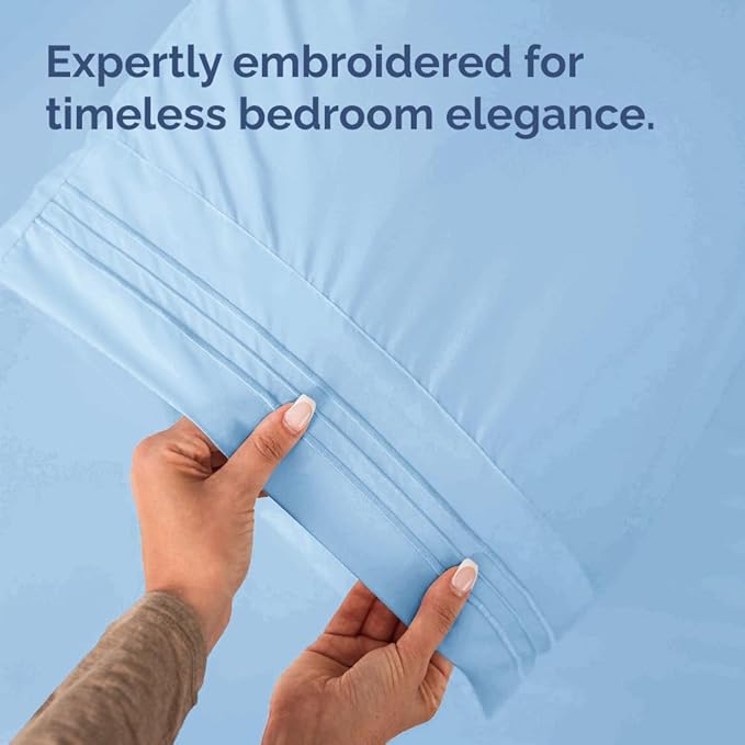 King Pillow Cases Set of 6 - Ultra Soft Hotel Quality Pillowcase Covers - Comfy. Cozy & Wrinkle Free - Shrink, Stain and Fade Resistant - Machine Washable Pillow Protectors - 6 Piece Set - Light Blue