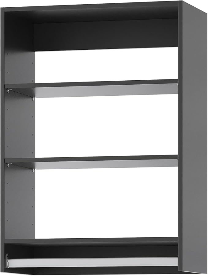 Medium Double Hanging Closet Unit, Modular Closet System, Wood Closet System Organizer with Storage for Walk in Closets, Clothing Rack Closet for Hanging Clothes, Bedroom, Black, 19.5" W