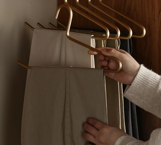 Premium Matte Gold Aluminum Pants Hanger 10 Pack, 13.7” Extra Smooth & Durable Metal Shirt Dress Hanger,Aluminum Alloy Hanger,Clothing Support,Clothing Hang