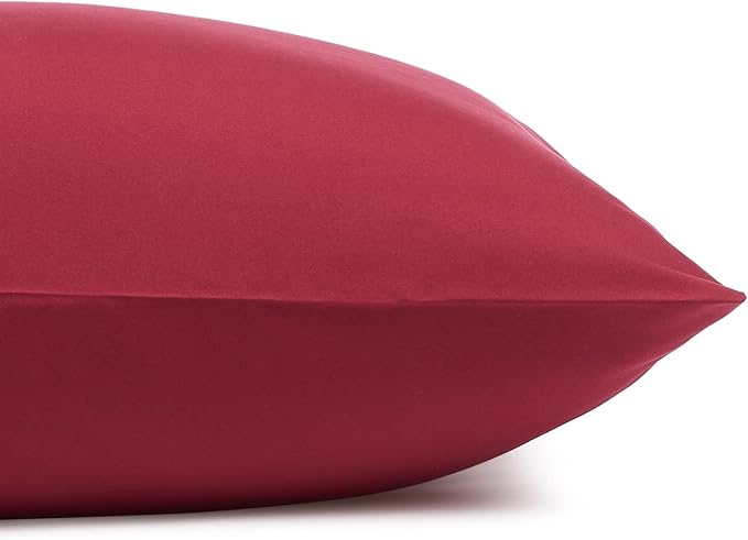 Amazon Basics Lightweight Super Soft Easy Care Microfiber 4-Piece Bed Sheet Set with 14-Inch Deep Pockets, King, Burgundy, Solid