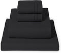 Mellanni Twin Sheet Set - 4-Piece Iconic Collection Bedding, (Including 2 Pillowcases), 16-Inch Deep Pocket, Easy Care, Extra Soft, Cooling Sheets, Brushed Microfiber - Black