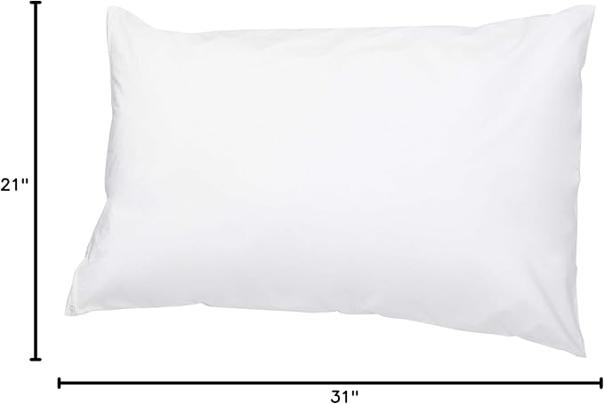 Amazon Basics Queen Pillowcase with Zipper, 100% Cotton Hypoallergenic, Pillow Protector, White (31 x 21 Inches), Pillows Not Included