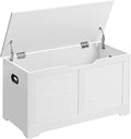 VASAGLE Storage Chest, Storage Bench with 2 Safety Hinges, Farmhouse Style, 15.7 x 31.5 x 18.1 Inches, for Entryway, Bedroom, Living Room, Cloud White ULSB063T14