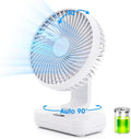 Digibond Oscillating Table Fan Small Oscillating Fan for Bedroom/Indoor/Outdoor Ultra Quiet Mini Desk Fan Auto 90° Rotated 4 Speeds 5in Wall Mounted Cordless Portable Rechargeable (White)