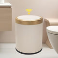 URALFA Automatic Motion Sensor Bathroom Trash Can with Lid, Touchless Trash Bin, Smart Dog Proof Garbage Can, Small Waste Basket for Toilet, Office, Bedroom, 2.8 Gallon, Cream White
