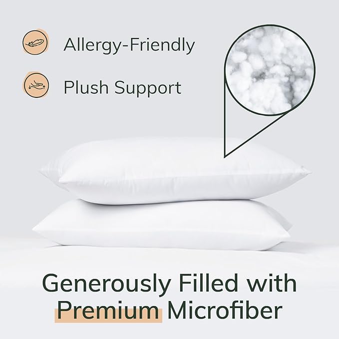 Fern and Willow Queen Size Bed Pillows - Set of 2, 28"x20" - Luxurious Ultra-Soft Cooling Pillow - Hotel Quality, Down Alternative Fill - Ideal Gift for Side, Back & Stomach Sleepers