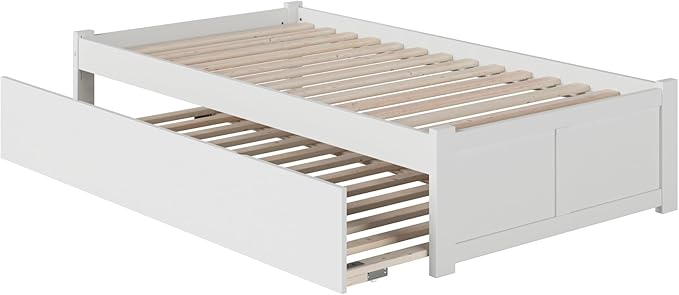 AFI Concord Twin XL Size Platform Bed with Footboard & Twin XL Trundle in White