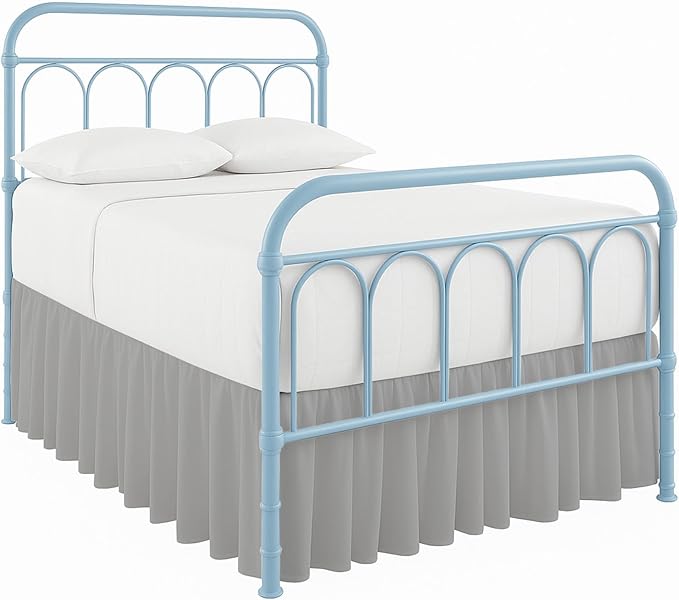 Ruffled Bed Skirt with Split Corners-Dust Ruffle - 12" Drop 100% Microfiber Soft,Sheen & Luxurious Look - Bed Skirts (Light Grey -Twin)