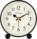 4.5" Vintage Retro Analog Alarm Clock, Super Silent Non Ticking Small Clock with Manual Light, Snooze, Battery Operated, for Living Room, Bedroom, Bedside, Desk(Black)