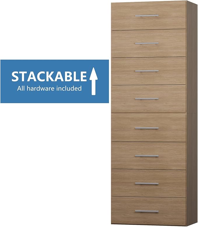 4 Drawer Short Tower Closet Unit, Modular Closet System, Wood Closet System Organizer with Storage for Walk In Closets, Clothing Rack Closet for Hanging Clothes, Bedroom, Wood, 31.5"W