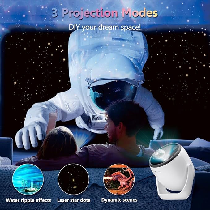 3D Galaxy Projector Star Projector, Planetarium Projector Night Light with Bluetooth Speaker for Bedroom Decor, 90 Dynamic Scenes, Relaxing Ambience & Ceiling Stars for Christmas Gifts,New Year Gift