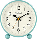 4.5" Vintage Retro Analog Alarm Clock, Super Silent Non Ticking Small Clock with Manual Light, Snooze, Battery Operated, for Living Room, Bedroom, Bedside, Desk(Green)