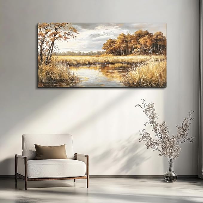 ERQINHUA Canvas Wall Art For Living Room Bedroom Wall Decor For Office Farmhouse Mural Lake Surface Landscape Painting Artwork Pictures Dining Room Hallway Home Decoration Ready To Hang 20x40 In