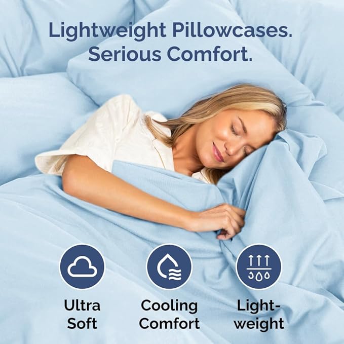 Queen Pillow Cases Set of 2 - Ultra Soft Hotel Quality Pillowcase Covers - Comfy, Cozy & Wrinkle Free - Shrinkage, Stain & Fade Resistant - Machine Washable Pillow Protectors - 2 Piece Set - Sky Blue