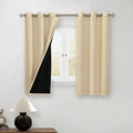 BGment Short 100% Blackout Curtains for Bedroom, Thermal Insulated Energy Efficiency Noise Reducing Grommet Curtains 54 Inch Length with Liner for Small Window 2 Panels Each 42 Inch Wide, Natural