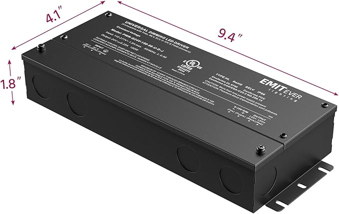 EMITEVER Dimmable Led Driver, 150W AC 110V-277V to DC 24V Transformer, 5-in-1 Dimming: ELV/MLV/TRIAC / 0-10V / 1-10V / 10V PWM/Potentiometer, Waterproof IP67 and UL Listed
