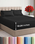 Extra Deep Twin XL Sheet Set - 4 Piece Breathable & Cooling Sheets - Hotel Luxury Bed Sheets Set - Easy & Secure Fit - Soft, Wrinkle Free & Comfy Sheets Set - Black Sheet Set with Extra Deep Pockets