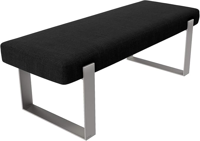 VANT Upholstered Bed Bench - Weave Steel - Brushed Nickel - Contemporary Modern, Bedroom Bench Seat, Hallway, or Entryway