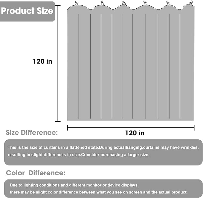 Room Divider Blackout Curtain Track Curtains Wall Dividers Panels Screen for Living Rooms Bedroom Office Privacy Partition Separation, W120 × L120 Inch,1 Panel, Grey