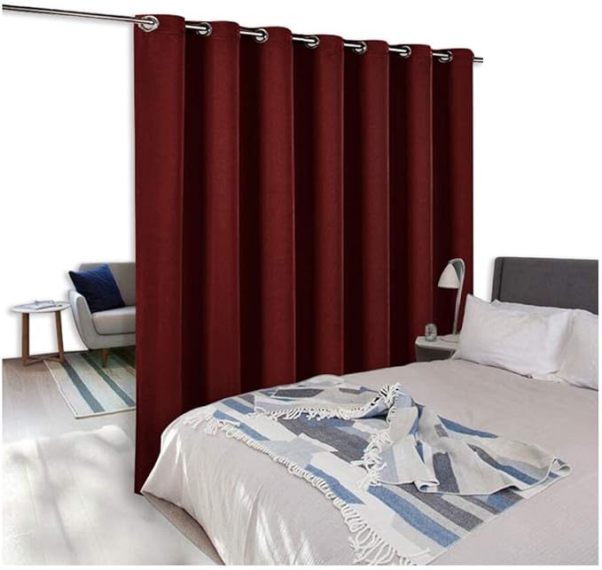 NICETOWN Room Space Divider Curtain, Slider Curtains Blackout Panel, Extra Wide Insulated Drapes, Window Treatment Privacy Blind (Burgundy Red, 100 inches Wide x 108 inches Long)
