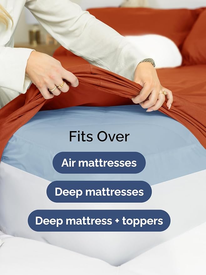 Extra Deep Cal King Sheet Set - 6 Piece Breathable and Cooling Sheets - Hotel Luxury Bed Sheets Set - Easy Fit - Soft, Wrinkle Free and Comfy Sheets Set - Terracotta Sheet Set with Extra Deep Pockets