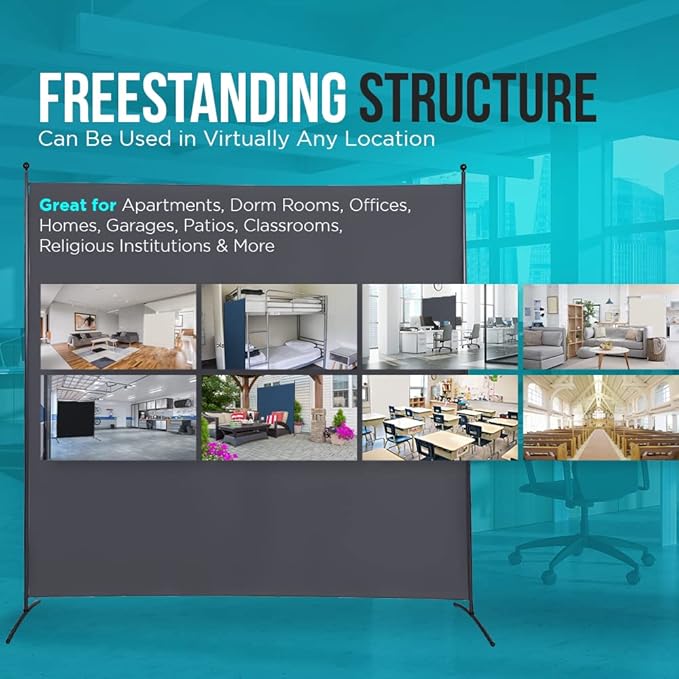 Steel-AID Single-Panel Privacy Room Divider – Folding Partition Privacy Screen for Office, Classroom, Dorm Room, Kids Room, Studio, Conference - 71" x 72" - Easy to Assemble, Freestanding & Foldable