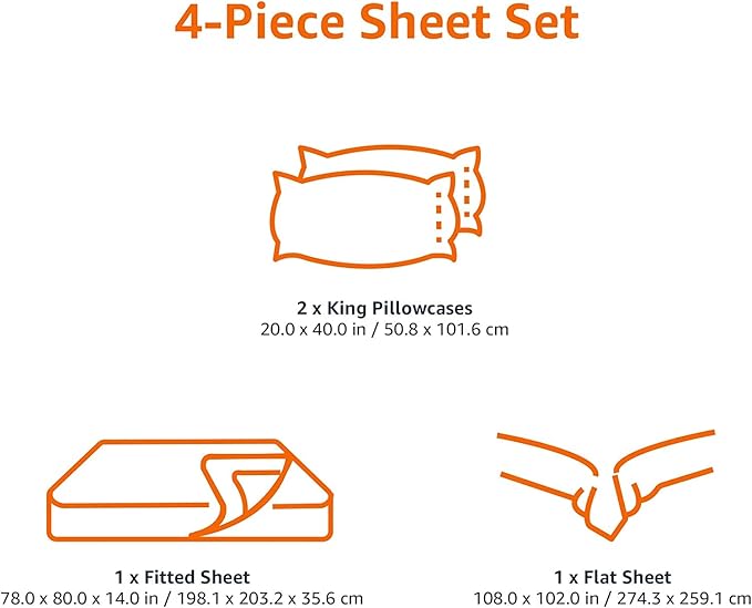 Amazon Basics Soft, Breathable, Wrinkle-free Microfiber 4 Piece Bed Sheet Set, 14-inch Deep Pockets, King, Dark Gray, Solid