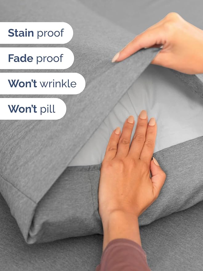 Extra Deep Twin Sheet Set - 4 Piece Breathable and Cooling Sheets - Hotel Luxury Bed Sheets Set - Easy Fit - Soft, Wrinkle Free and Comfy Sheets Set - Heathered Grey Sheet Set with Extra Deep Pockets