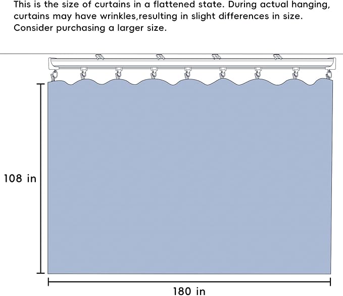 Room Divider Ceiling Mounted Curtains Track Sets Extra Wide Blackout Curtain Flexible Tracks for Bedroom Privacy Partition Separator, 1 Panel White Drape and White Rail, W15 x H9ft