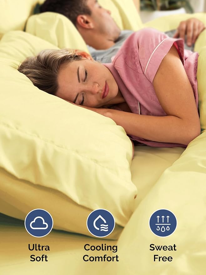 Extra Deep King Sheet Set - 6 Piece Breathable and Cooling Sheets - Hotel Luxury Bed Sheets Set - Easy & Secure Fit - Soft, Wrinkle Free and Comfy Sheets Set - Yellow Sheet Set with Extra Deep Pockets