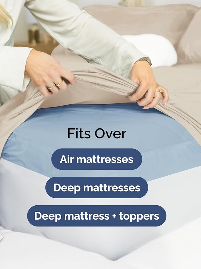 Extra Deep Full Sheet Set - 6 Piece Breathable and Cooling Sheets - Hotel Luxury Bed Sheets Set - Easy & Secure Fit - Soft, Wrinkle Free and Comfy Sheets Set - Wheat Sheet Set with Extra Deep Pockets